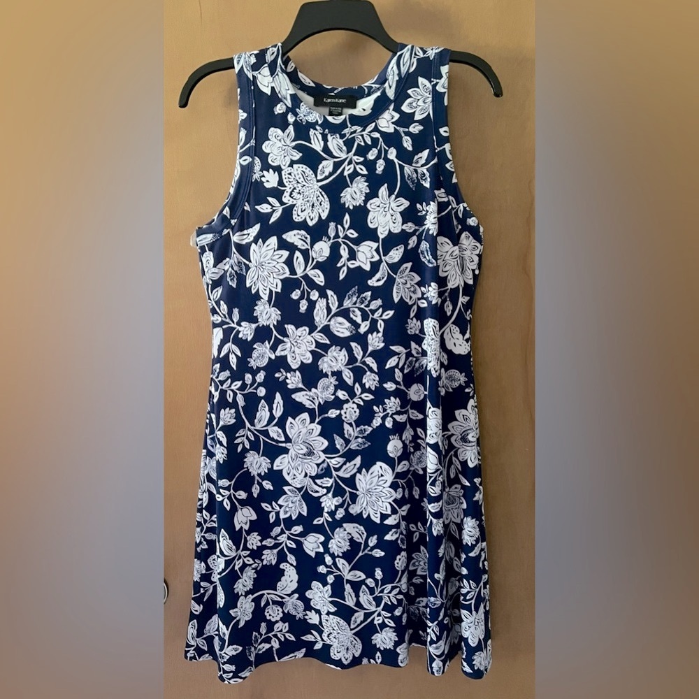 KAREN KANE blue and white dress in very soft and quality fabric,  Size M